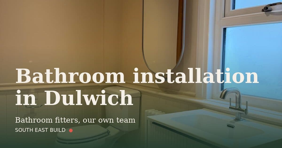 Bathroom installation in Dulwich Bathroom installation in Dulwich: title card over a photograph of our own finished work, by South East Build