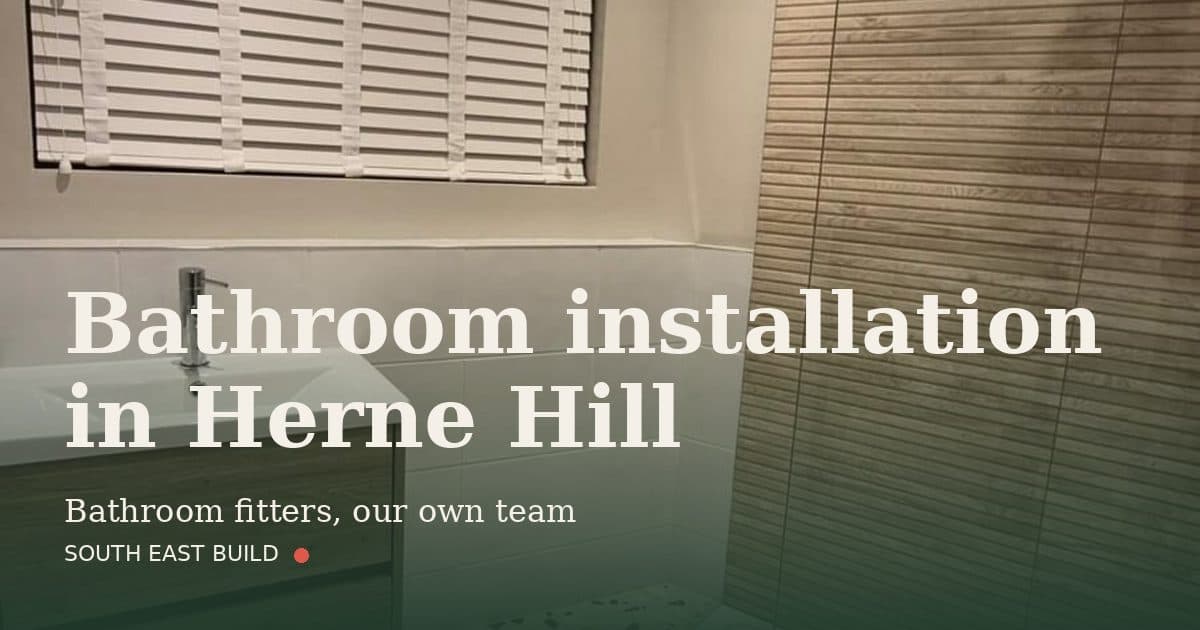 Bathroom installation in Herne Hill Bathroom installation in Herne Hill: title card over a photograph of our own finished work, by South East Build