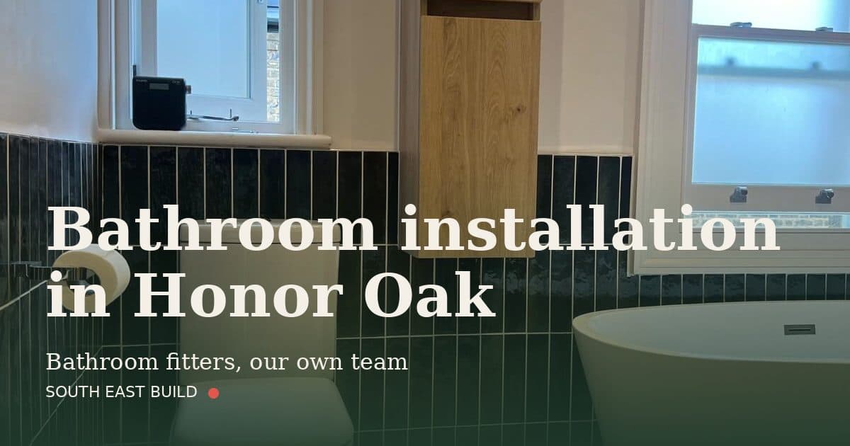 Bathroom installation in Honor Oak Bathroom installation in Honor Oak: title card over a photograph of our own finished work, by South East Build