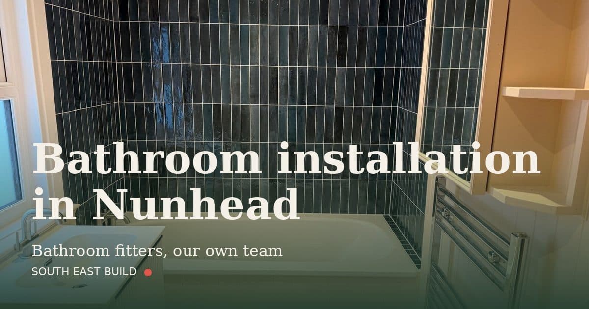 Bathroom installation in Nunhead Bathroom installation in Nunhead: title card over a photograph of our own finished work, by South East Build