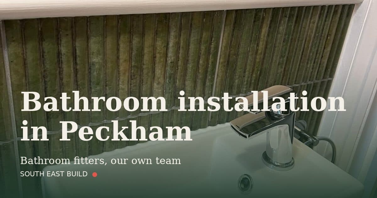 Bathroom installation in Peckham Bathroom installation in Peckham: title card over a photograph of our own finished work, by South East Build