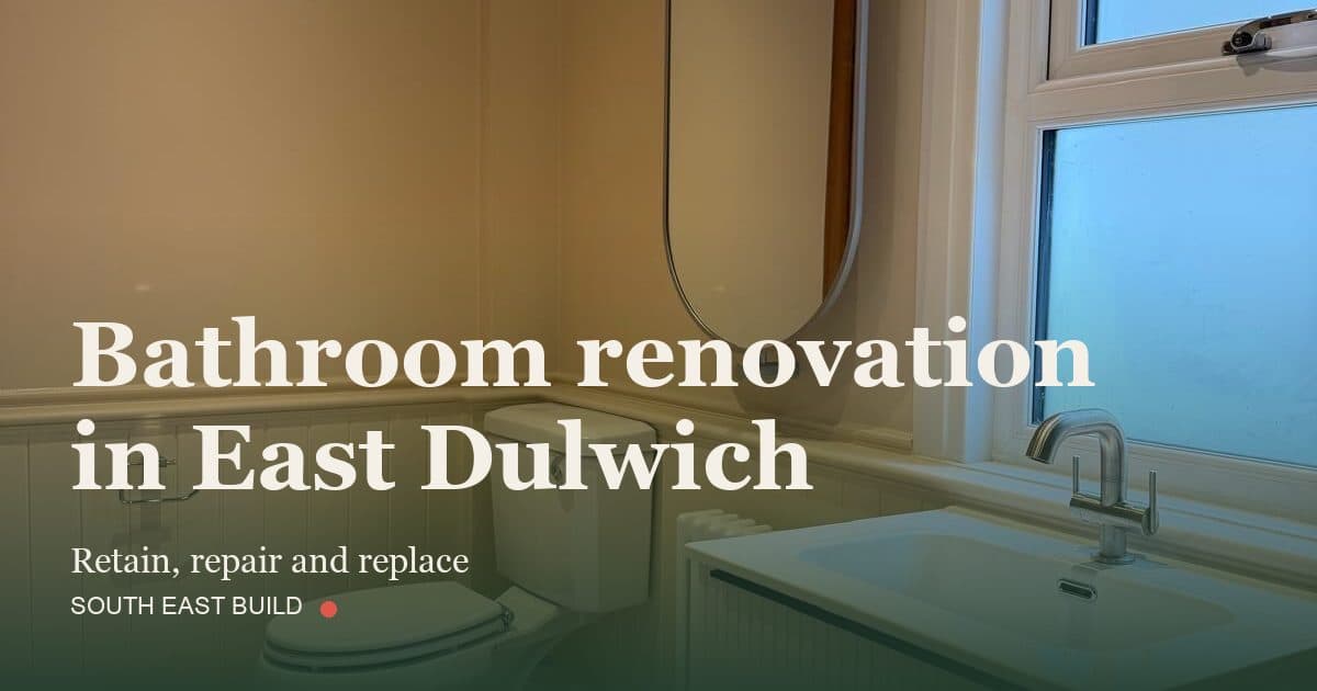 Bathroom renovation in East Dulwich Bathroom renovation in East Dulwich: title card over a photograph of our own finished work, by South East Build