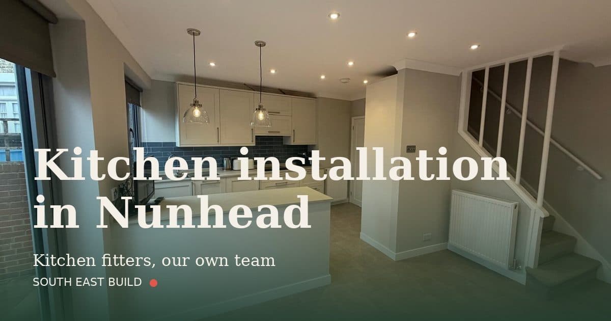 Kitchen installation in Nunhead Kitchen installation in Nunhead: title card over a photograph of our own finished work, by South East Build